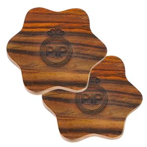 Elegant Minimalist Handcrafted Teak Wood Flower Coasters <b>Set</b> Stylish Home Decorative Objects for Coffee <b>Tea</b> Cups for Birthdays - Product Image 3