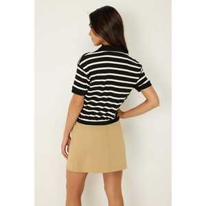 Camiseta Casual Unisex de Manga Corta con Cuello Redondo y Rayas, 100% Poliéster, Corte Regular, Mega Merchant - Product Image 4