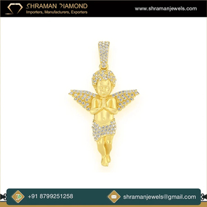 Lujoso y Premium, Cherubín Orando Pequeño de 1.00 TCW, Oro de 14K, Excelente Calidad, Probador de Diamantes Naturales, Joyería de Plata Principal, Regalo de Moda - Product Image 5