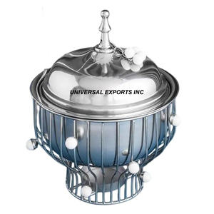 Wedding Decorative Stainless Steel <b>Food</b> <b>Warmer</b> Shiny Polished Handmade Casserole Round Shape Dinnerware Luxury metal <b>Food</b> <b>Warmer</b> - Product Image 1