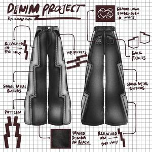 กางเกงยีนส์ขากว้างสไตล์ลำลองปักลายฉลุแบบทำสีซีดตกแต่งด้วยคริสตัล (รับออกแบบตามสั่ง) - Product Image 2