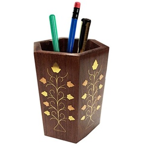 Finition naturelle multi-usage porte-stylo en bois porte-stylo porte-crayon pour bureau bureau table décor porte-stylo de rangement - Product Image 1