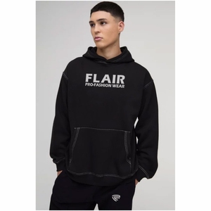 Surdimensionné 100% coton pull à capuche pour hommes goutte épaule conception haute qualité 3D broderie solide disponible grandes tailles hiver - Product Image 2