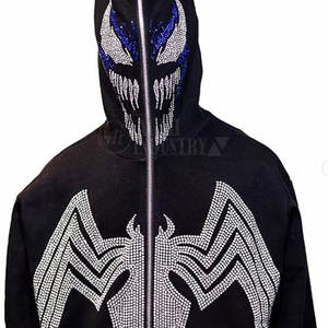 Service OEM – Nouveaux sweats à capuche zippés pour hommes en coton 100 % avec strass, écologiques, respirants, légers, confortables et de haute qualité - Product Image 3