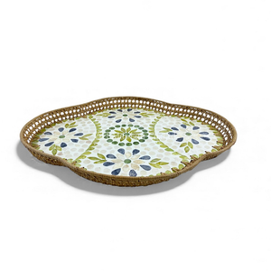 Plateau en nacre avec bord en rotin pour servir les aliments, la présentation de table et la décoration de la maison en provenance du Vietnam - Product Image 3