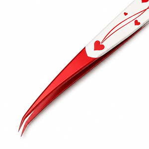 Pinzas para Pestañas con Diseño de Corazón Rojo, Acero Inoxidable, Punta Recta de Precisión para Aplicación de Pestañas - Product Image 2