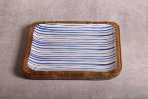 Plateau de service en bois fait à la main avec bol enduit d'émail Plat de service de cuisine rustique parfait pour la maison, le restaurant - Product Image 3