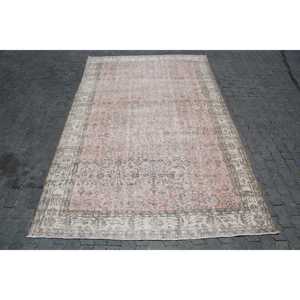 Tapis turc vintage, tapis de 6,6 x 10,6 pieds, tapis patchwork rose et gris - Product Image 1