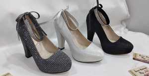 รองเท้าส้นสูงแบบรัดข้อเท้าประดับกลิตเตอร์สำหรับผู้หญิง ไซส์ 36-40 - Product Image 2