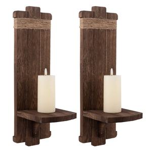 Candelabro de madera natural, candelabro de pilar de Venta caliente, soporte de vela colgante de pared con pantalla mental para chimenea - Product Image 1