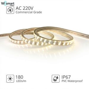 ไฟแถบ LED AC 220V 2835 180LED ความหนาแน่นสูง ปรับความสว่างได้ พร้อมรีโมทคอนโทรล กันน้ำ IP67 วัสดุ PVC สำหรับใช้งานภายนอกอาคาร เชิงพาณิชย์ - Product Image 1