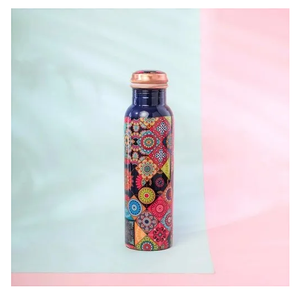 Pure Copper <b>Water</b> <b>Bottle</b> Elegant Printed Dinnerware Yoga <b>Gym</b> <b>Bottle</b> Health Perfect for Office Sports or Gifting <b>Bottle</b> - Product Image 1