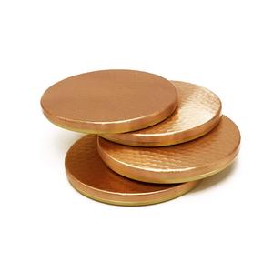 Wholesale High Quality Round <b>Marble</b> <b>Coaster</b> Set of 4 Aluminium <b>coaster</b> Set Round Natural <b>Coasters</b> with Round Gold Soft Edges - Product Image 3