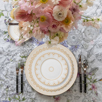 Ensembles d'assiettes de luxe vaisselle or et blanc tasses à dîner assiettes vaisselle de mariage plat d'or