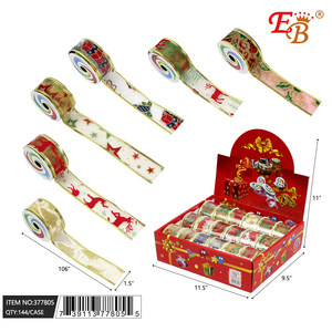 1.5\"X106\" Christmas <b>Ribbon</b> for Gift <b>Wrapping</b> 144/8/18CS - Product Image 1
