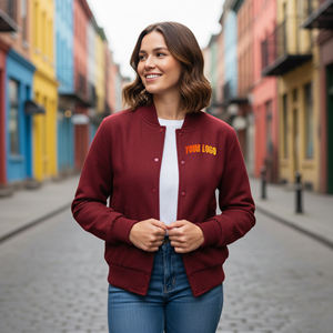 OEM Customised Hip Hop Baseball Varsity <b>Jacket</b> Women's Custom Chenille Embroidery Logo 100% Wool with Cotton Lining Waterproof - Product Image 4