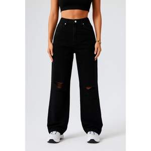 Women Baggy Distressed Black Denim <b>Jeans</b> High Waist Relaxed Fit <b>Soft</b> Stretch Fabric Plating Trendy Street Style Eco-Friendly - Product Image 2