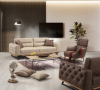 Bestseller Luxuriöses Modernes Europäisches LOFT Chesterfield Modulares Dreisitzer-Sofa-Set aus Holz für Apartments und Lagerhallen