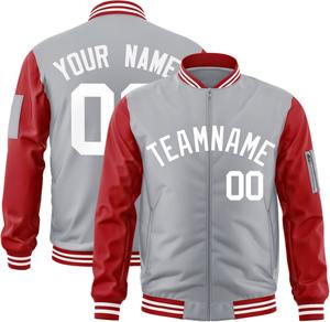 Chaqueta universitaria con colores de contraste, nombre de equipo personalizado, número, bordado personalizado, bombardero, chaqueta universitaria con letras, triangulación de envíos - Product Image 4