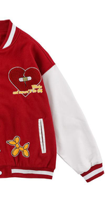 Veste universitaire de baseball pour hommes personnalisée col montant rouge noir couleur devant brodé sans quantité minimale de commande patchs de broderie en chenille personnalisés - Product Image 6