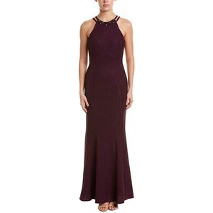 Abito lungo da donna Nightway in maglia glitterata viola XL con decorazioni in strass, ideale per la madre della sposa o per il ballo di fine anno - Product Image 1