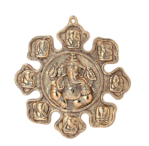 Modern Design Metal Ashtvinayak Statue Vertical Wall Hanging Idol for Diwali Festivities <b>Mandir</b> Wall Door Decor for Gift Giving - Product Image 1