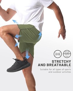 กางเกงขาสั้นออกกำลังกายผู้ชายน้ำหนักเบาระบายอากาศได้ดีแห้งเร็วมีซิปลายพื้นแบบลำลองมีกระเป๋าฤดูร้อนเป็นมิตรต่อสิ่งแวดล้อม - Product Image 3