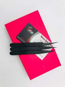 Professional Black Heart-Engraved Stainless Steel <b>Eyelash</b> Extension Tweezers Sustainable Beauty <b>Applicator</b> Strong Grip Pointed - Product Image 3