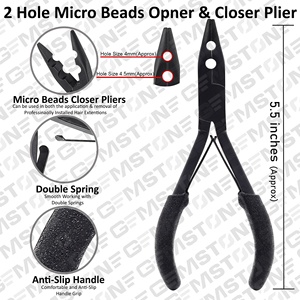 Pince à extensions capillaires en acier inoxydable noir mat, 2 trous, pour micro-nano perles, matériau durable - Product Image 4