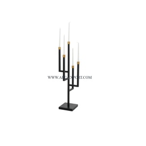 Portavelas de hierro de Metal recubierto de polvo negro, 5 brazos, hierro de Metal de calidad superior, candelabro clásico hecho a mano, uso relámpago - Product Image 1