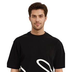 100% camisetas de algodón para hombre 240 GSM de alta calidad de talla grande ajuste Regular estampado en relieve antiarrugas manga corta de secado rápido - Product Image 3