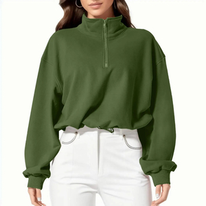 Mode personnalisée sweats à capuche surdimensionnés pour femme épais 1/4 quart fermeture éclair col roulé sweats à capuche pull sweat pour femmes oem - Product Image 4