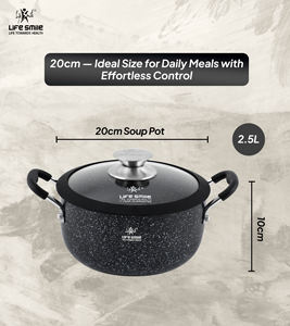 Marmite en granit de qualité supérieure antiadhésive avec couvercle en verre et bord en silicone - Product Image 2