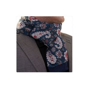 Echarpe double face imprimée motif châle bordeaux bleu marine - Product Image 1