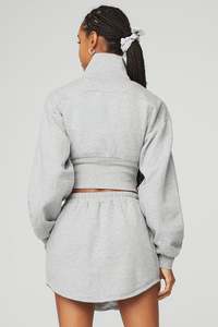 New Arrival Women's 2-Piece Sports <b>Shorts</b> Set T-Shirt Winter Solid 100% Cotton Fleece Patch Applique Logo <b>Zip</b> - Product Image 5