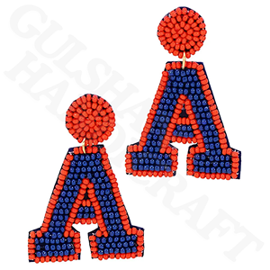 Handmade Initial 'A' Beaded Drop Earrings for Women Unique Personalized Fashion <b>Statement</b> <b>Jewelry</b> Custom Initial Accessories - Product Image 1