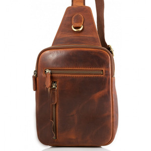 Cuir véritable Hommes Style Vintage Crossbody Sling Bag Fashion Male Side Chest Bag - Product Image 5