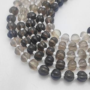 สายลูกปัดฟักทองอัญมณีควอทซ์สีเทา - Product Image 5