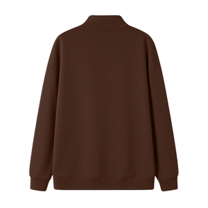 Men's Brown Quarter Zip <b>Hooded</b> <b>Fleece</b> Pullover Sweatshirt 100% Cotton Anti-Pilling Ribbed Cuffs Hem Soft Warm Casual Long Sleeve - Product Image 2