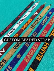 Sangle de sac à bandoulière réglable en perles faites à la main, remplacement de sangle de sac à bandoulière avec des perles décoratives et des clips dorés pour sac à main - Product Image 2