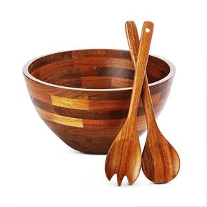 Plateau de salade en bois d'acacia de qualité supérieure plateau en émail ustensiles de cuisine de taille personnalisée produit commercial le plus vendu déjeuner alimentaire fabriqué en inde - Product Image 3