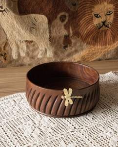 À TRAVERS LE BOL-BOL À FRUITS EN BOIS RÉEL NATUREL, Bol en bois décoratif pour Table Office Home Decor ustensiles de cuisine - Product Image 1