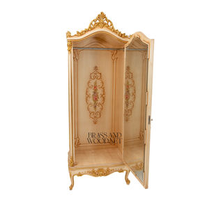 ตู้เสื้อผ้าบานเดี่ยวสไตล์ฝรั่งเศสหรูหรา สีเบจ พร้อมลวดลายดอกไม้เพ้นท์มือ ประดับด้วยทองคำเปลว สำหรับห้องนอนสไตล์พระราชวัง - Product Image 5