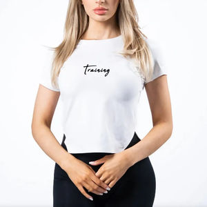 T-shirt en coton pour femme, col rond, gris, teinture en gros, t-shirts tendance, t-shirt personnalisé pour femme, designer - Product Image 5