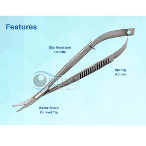 Tijeras conjuntivales de punta fina, instrumento quirúrgico oftálmico, tijeras conjuntivales reutilizables - Product Image 3