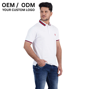 Gran oferta, camisetas con logotipo personalizado de punto Formal de algodón 100% sólido con cuello Unisex para hombre, proveedor al por mayor suave de 220g - Product Image 4