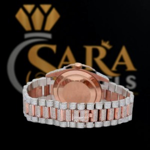 นาฬิกาผู้ชายหรูหราประดับเพชรโมอิสซาไนต์สีโรสโกลด์เต็มเรือน ยอดนิยมสำหรับแฟชั่นและงานปาร์ตี้ มีจำหน่ายในราคาที่ดีที่สุด - Product Image 3