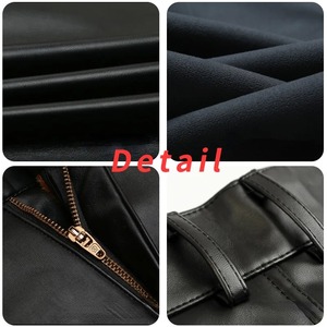 Thin Leather Pants <b>Men's</b> Moto Pants Spring <b>Summer</b> Fashion Color Elastic Slim Fit PU <b>Trousers</b> Windproof Waterproof <b>Man</b> Bottoms - Product Image 2