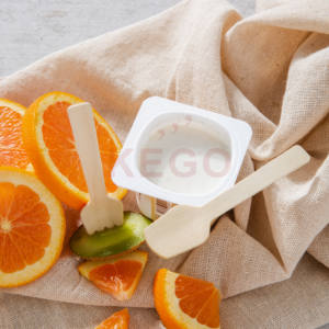 Cuchara de madera desechable biodegradable de alta calidad de 95mm, utensilios de Camping seguros para alimentos ecológicos, vajilla de fiesta Kego S160 - Product Image 2