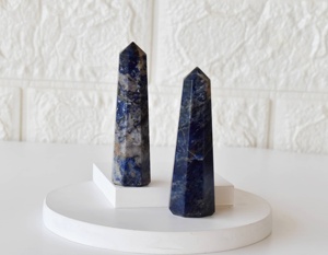 Venta al por mayor de obeliscos de sodalita pulida de cristal azul de 3-4 pulgadas, piedras curativas para decoración del hogar. - Product Image 5